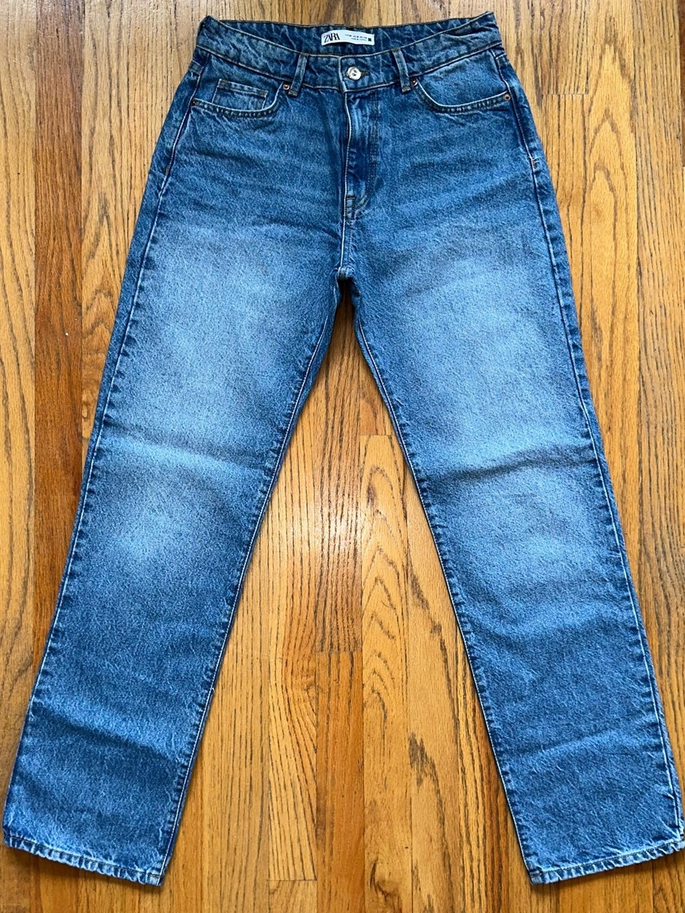 Zara Women's Straight Jeans in Blue Wash